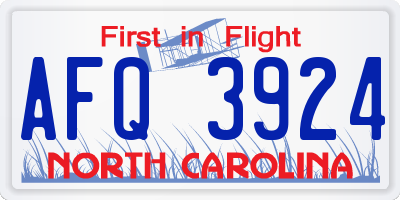 NC license plate AFQ3924