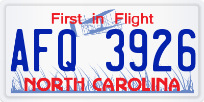 NC license plate AFQ3926