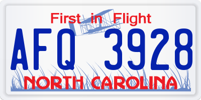 NC license plate AFQ3928