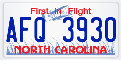 NC license plate AFQ3930