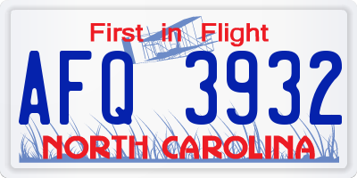 NC license plate AFQ3932