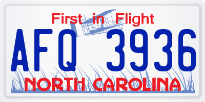 NC license plate AFQ3936
