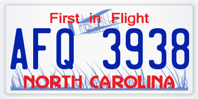 NC license plate AFQ3938