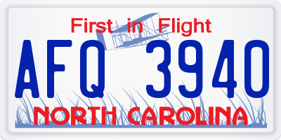 NC license plate AFQ3940