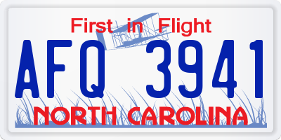 NC license plate AFQ3941