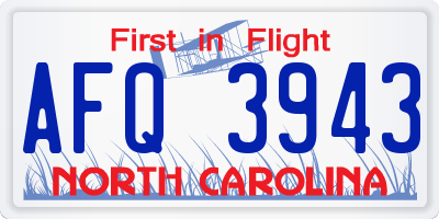 NC license plate AFQ3943