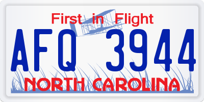NC license plate AFQ3944