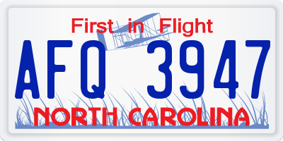 NC license plate AFQ3947