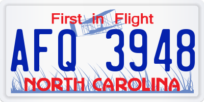 NC license plate AFQ3948