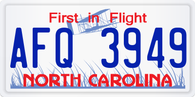 NC license plate AFQ3949