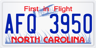 NC license plate AFQ3950
