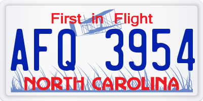 NC license plate AFQ3954