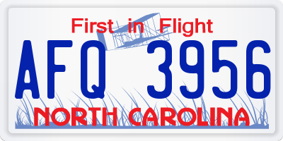 NC license plate AFQ3956