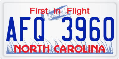 NC license plate AFQ3960