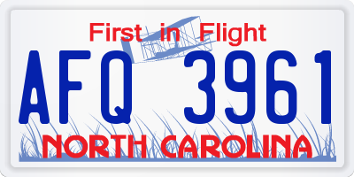 NC license plate AFQ3961