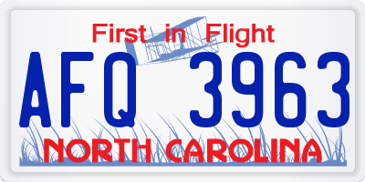 NC license plate AFQ3963
