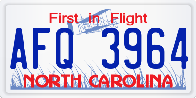 NC license plate AFQ3964