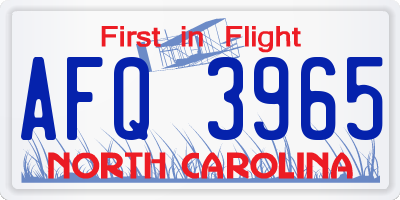 NC license plate AFQ3965