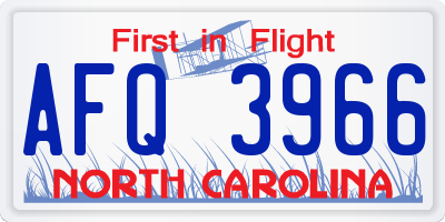 NC license plate AFQ3966