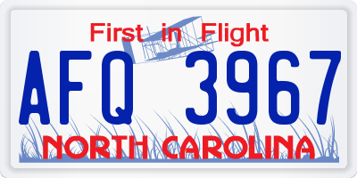 NC license plate AFQ3967