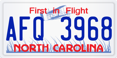 NC license plate AFQ3968