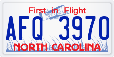 NC license plate AFQ3970