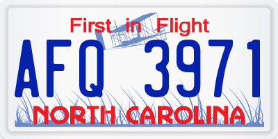 NC license plate AFQ3971