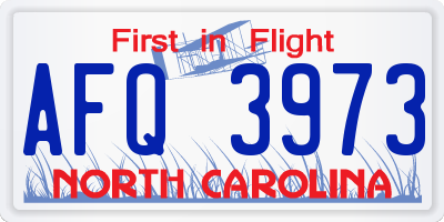 NC license plate AFQ3973