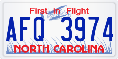 NC license plate AFQ3974