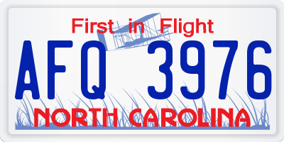 NC license plate AFQ3976