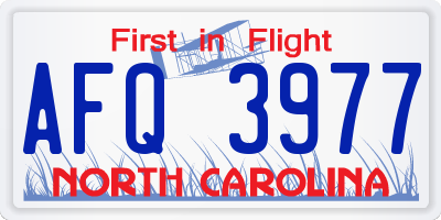 NC license plate AFQ3977