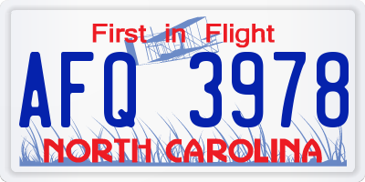 NC license plate AFQ3978