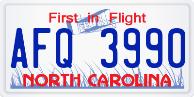 NC license plate AFQ3990