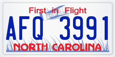 NC license plate AFQ3991
