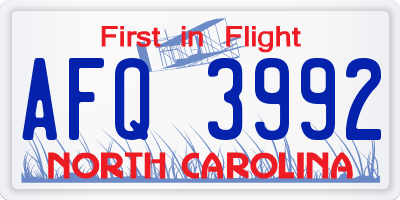 NC license plate AFQ3992
