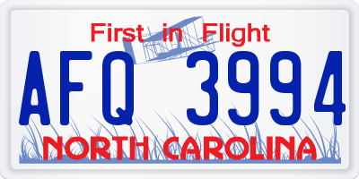 NC license plate AFQ3994