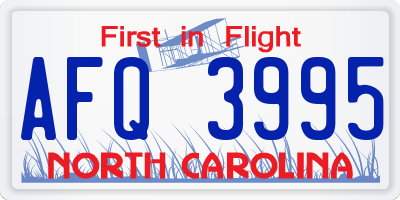 NC license plate AFQ3995