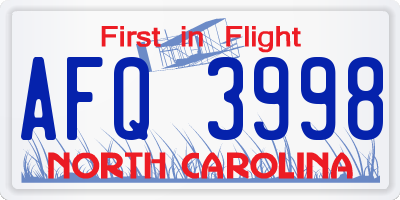 NC license plate AFQ3998
