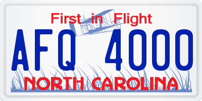 NC license plate AFQ4000