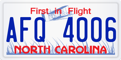 NC license plate AFQ4006