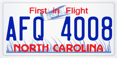 NC license plate AFQ4008