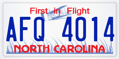 NC license plate AFQ4014