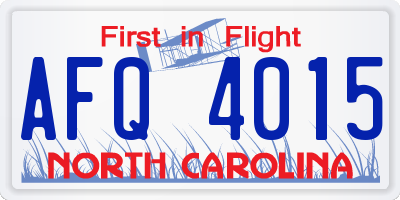 NC license plate AFQ4015