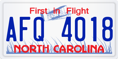 NC license plate AFQ4018