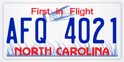 NC license plate AFQ4021