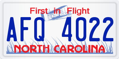 NC license plate AFQ4022