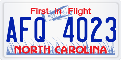 NC license plate AFQ4023