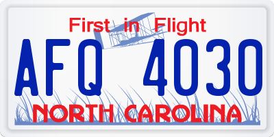 NC license plate AFQ4030