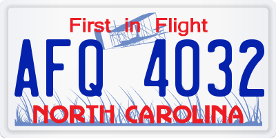 NC license plate AFQ4032