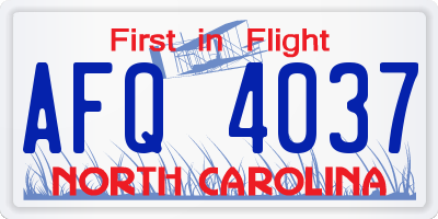 NC license plate AFQ4037